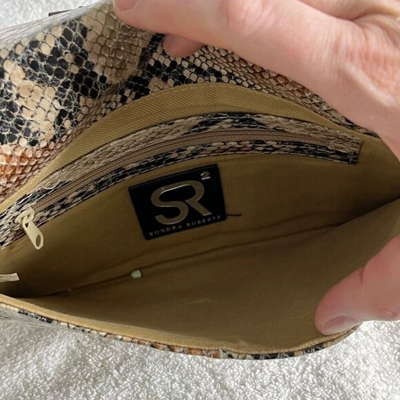 Sondra Roberts Squared Snakeskin Envelope Back Chin Strap Purse 10" x 7" - Picture 10 of 12